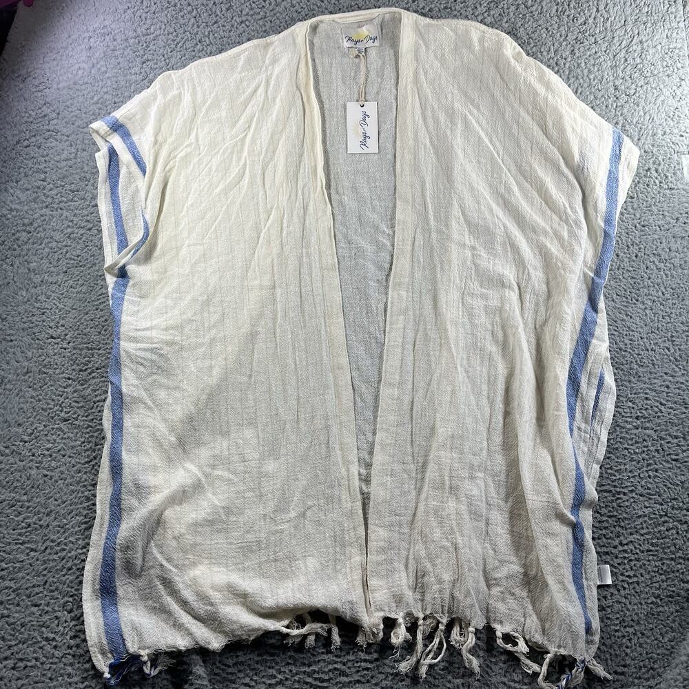 Rays For Days Coco Cabana Coverup Blue Striped Kimono Boho Beachly OS NWT